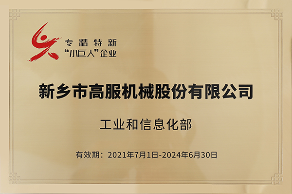 2020年，入選“國家級專精特新小巨人”企業(yè)